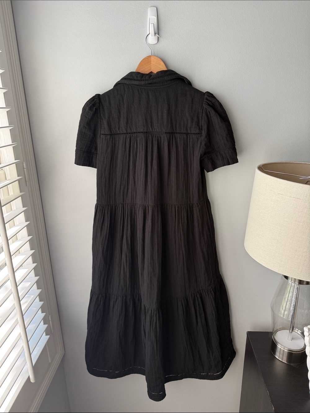 ME+EM Black Cheesecloth Relaxed Midi Day Dress - Picture 7 of 8